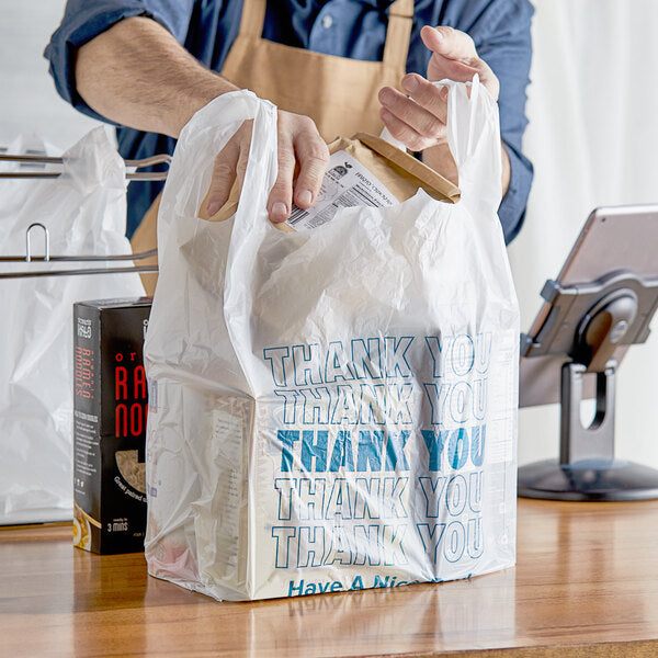 Bolsas de compras de plástico gracias