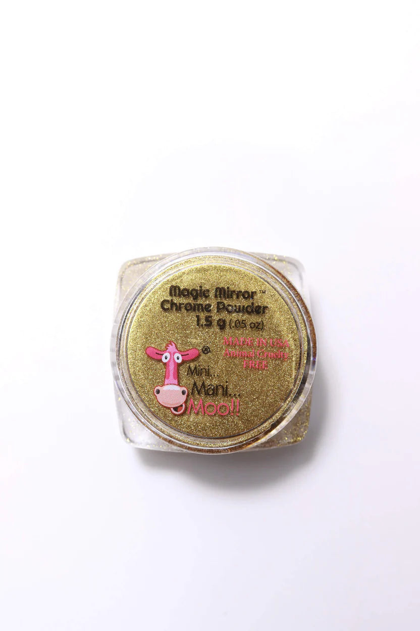 Mini Mani Moo! Chrome Powder - Gold - .05 oz. (1.5 gr) - PinkPro Beauty Supply