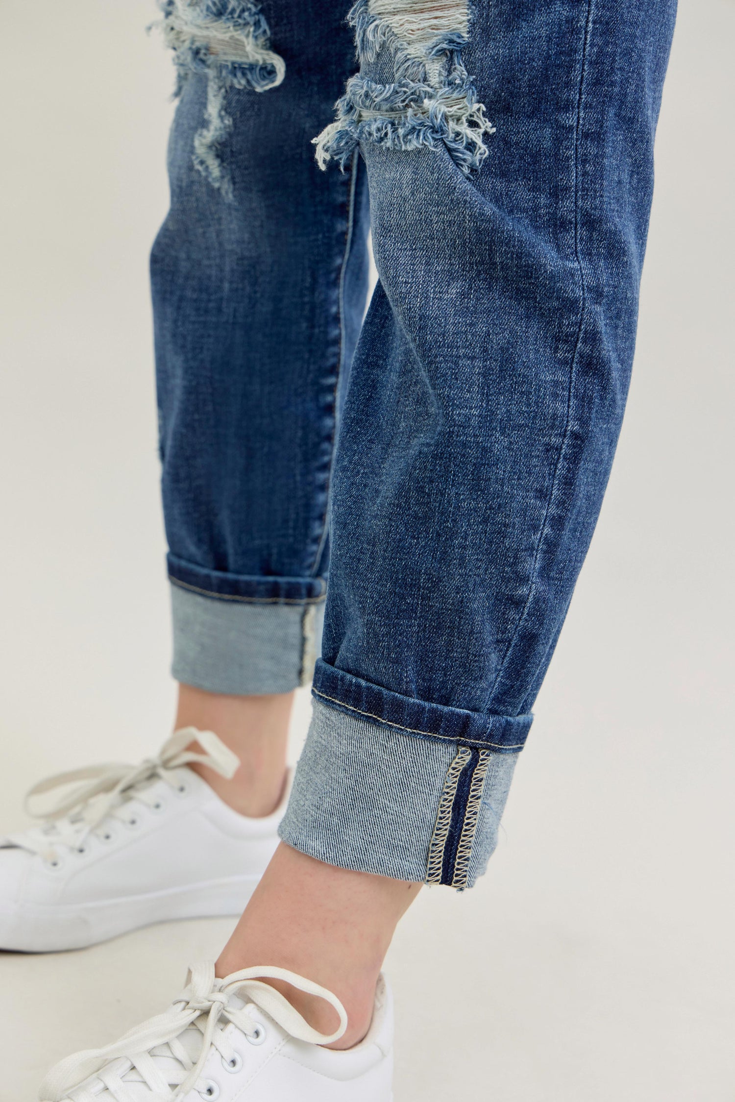 Judy Blue Midrise Cuffed Boyfriend Jeans - PinkPro Beauty Supply