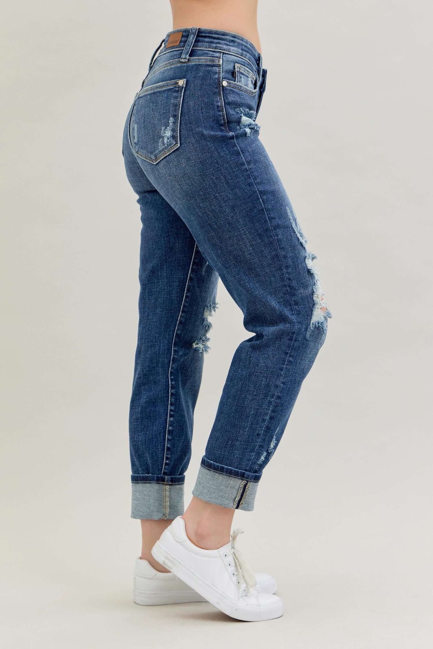 Judy Blue Midrise Cuffed Boyfriend Jeans - PinkPro Beauty Supply