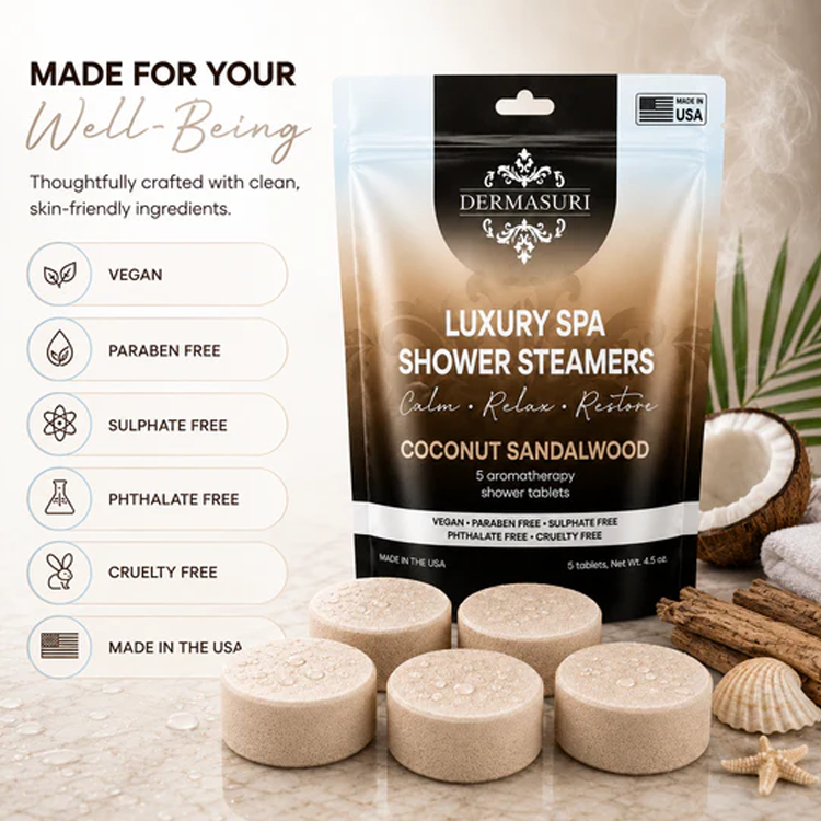 Dermasuri Shower Steamer - Coconut Sandalwood