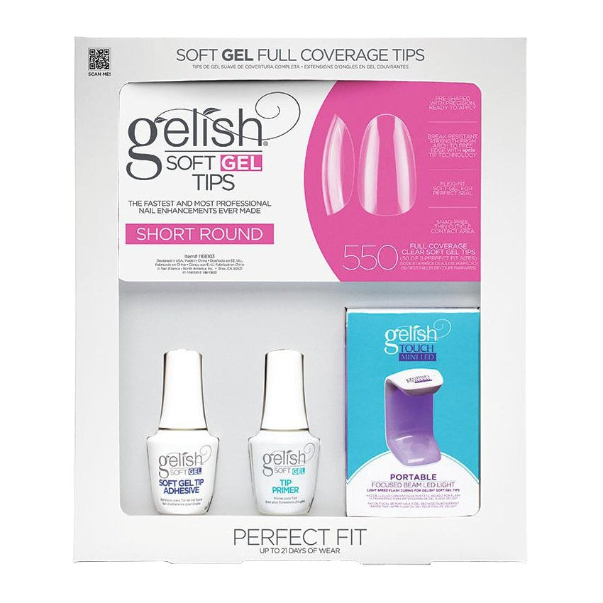 Gelish Soft Gel Tips 550 Count Kit Short Round