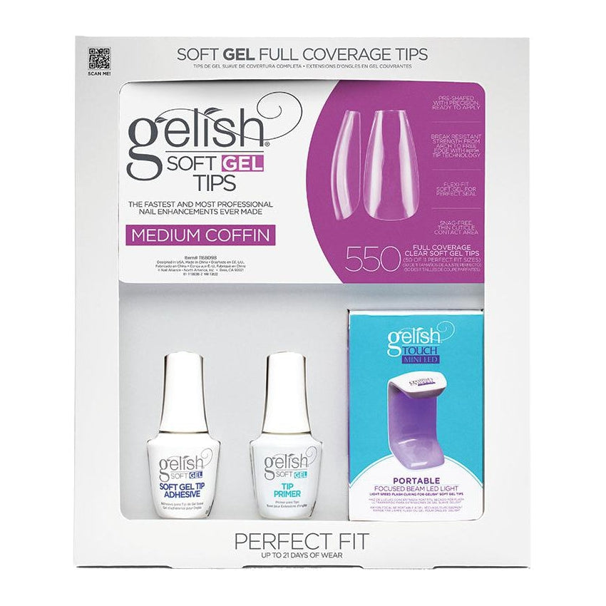 Gelish Soft Gel Tips 550 Count Medium Coffin Kit