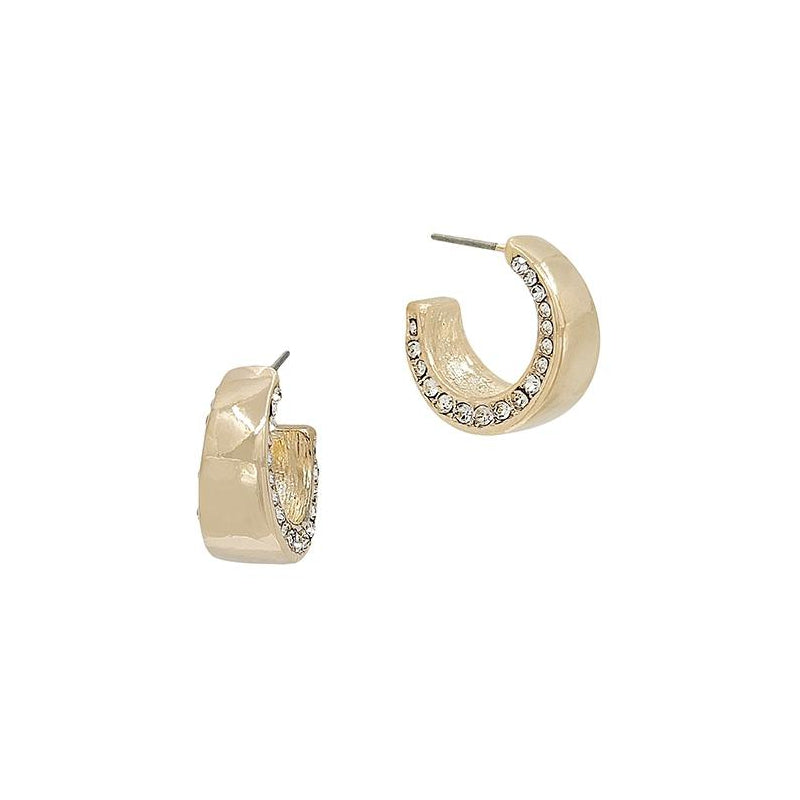 Earrings Huggie Rhinestone Detail