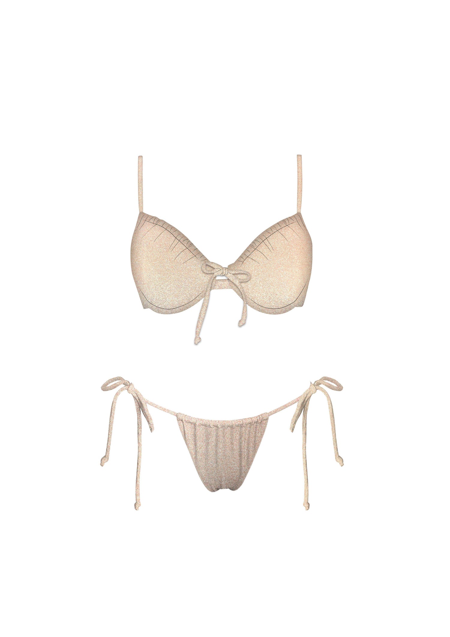 Swimsuit Bikini Ruched Champagne