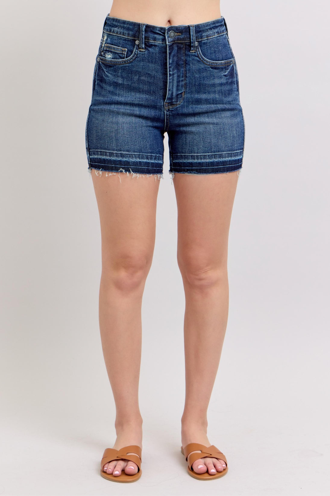 Judy Blue High Waist Tummy Control Destroyed Shorts with Release Hem - PinkPro Beauty Supply