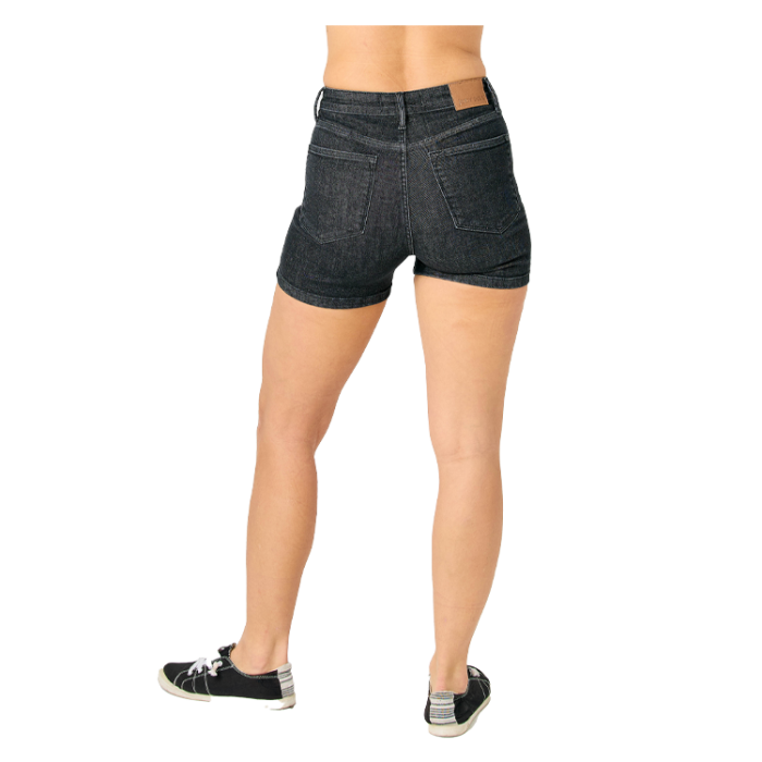 Judy Blue Shorts Tummy Control High Waist - Black Denim - PinkPro Beauty Supply