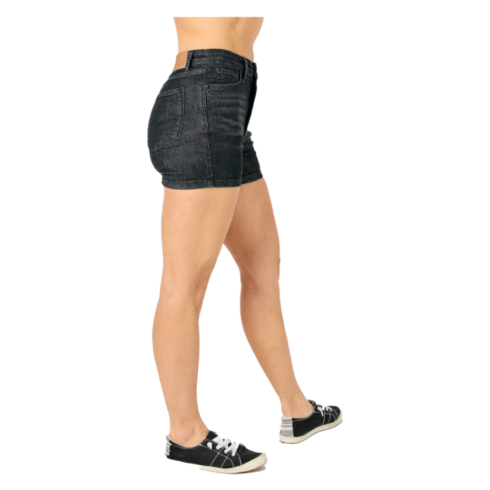 Judy Blue Shorts Tummy Control High Waist - Black Denim - PinkPro Beauty Supply