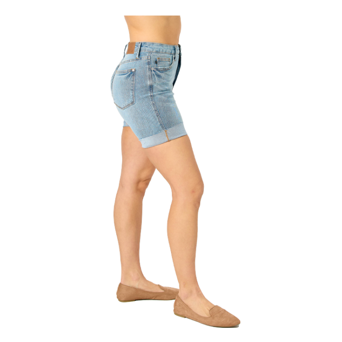Judy Blue Shorts Tummy Control High Waist - Cool Denim - PinkPro Beauty Supply