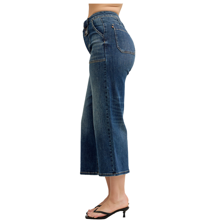 Judy Blue Crop High Wasted Utility Wide