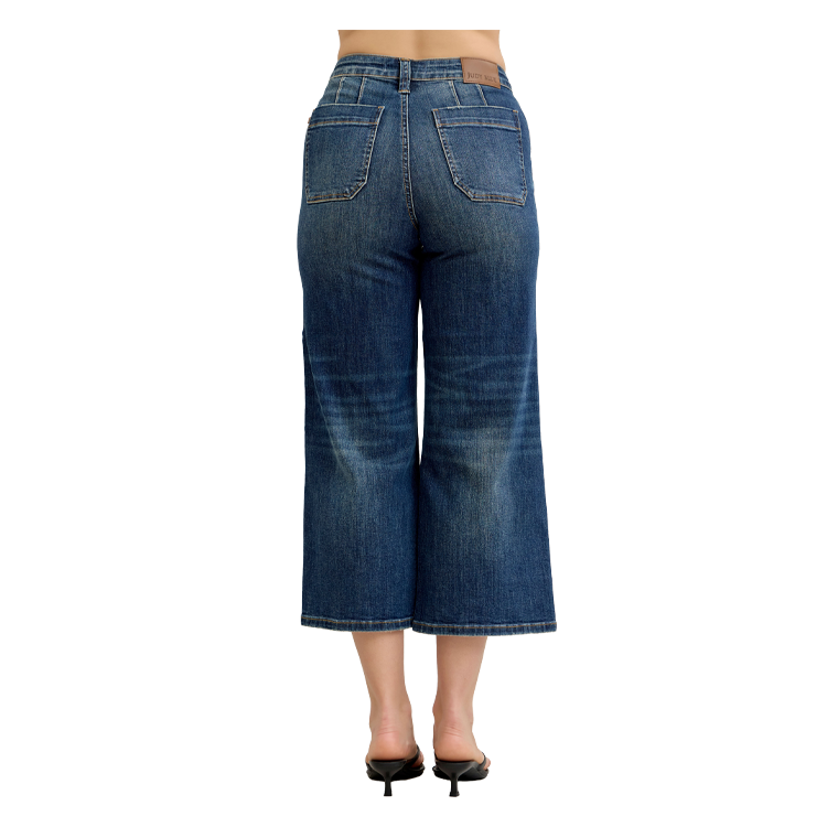 Judy Blue Crop High Wasted Utility Wide