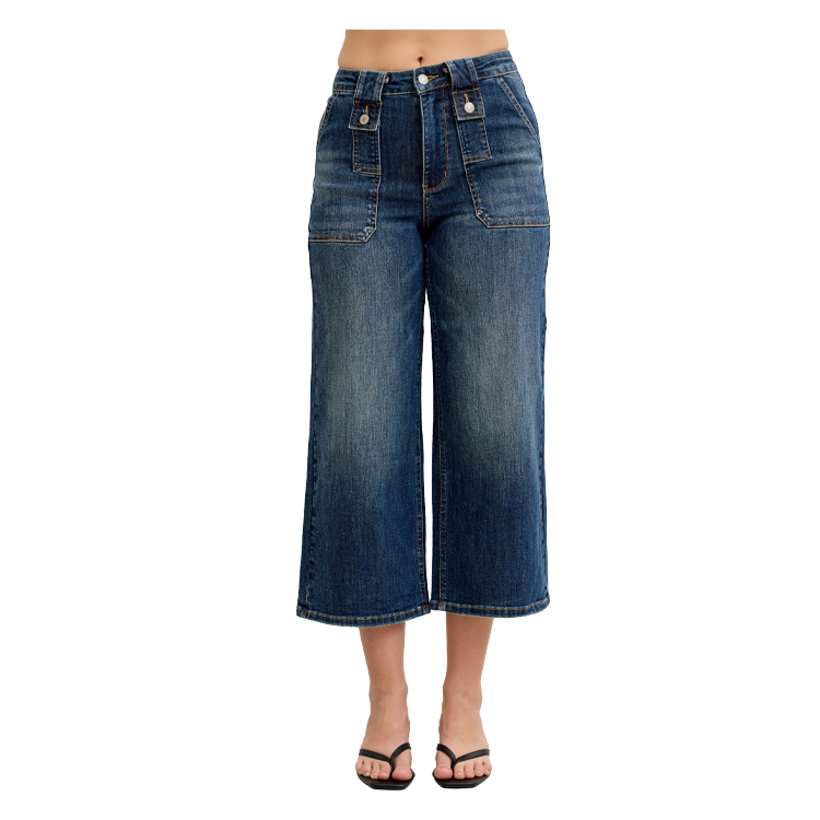 Judy Blue Crop High Wasted Utility Wide