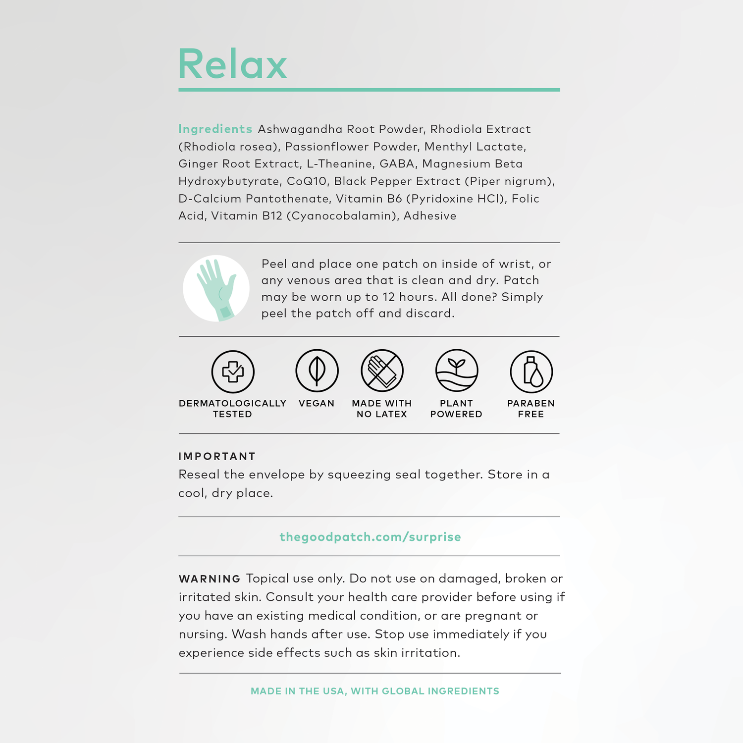 The Good Patch Relax Wellness Patch