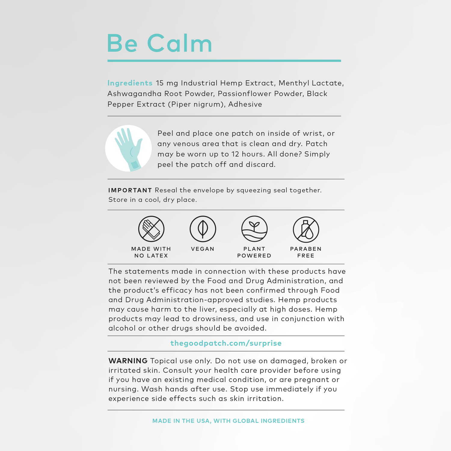 The Good Patch Be Calm Wellness Patch