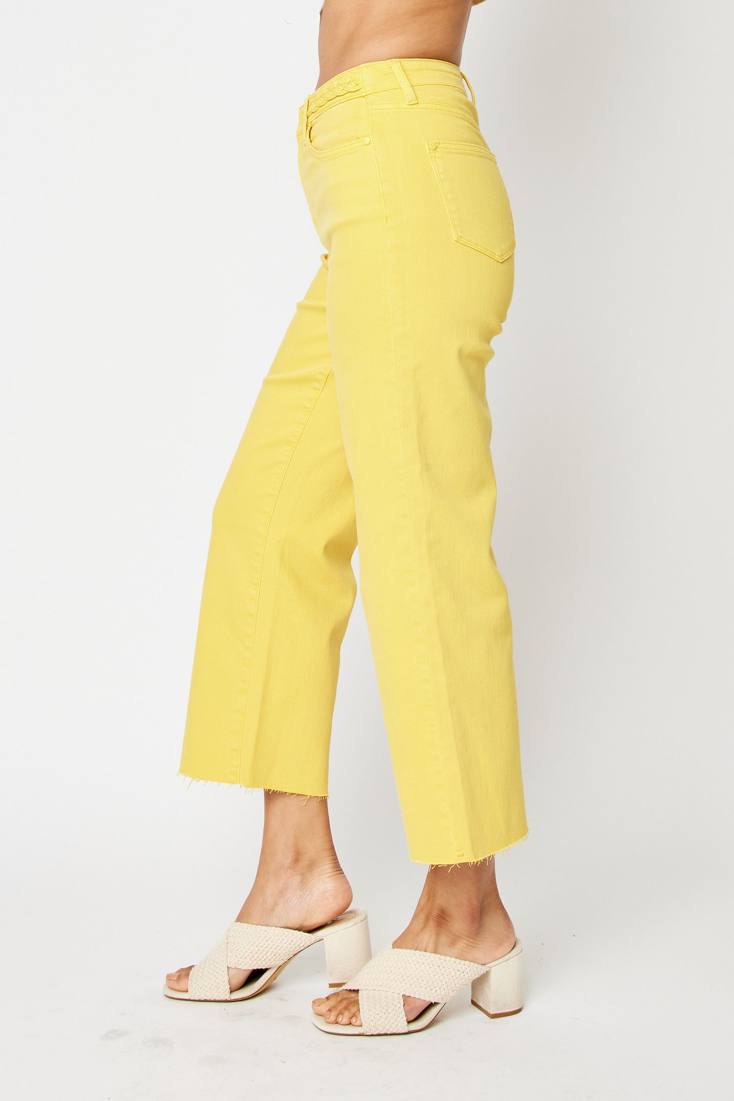 Judy Blue Crop Pant High Waist - Yellow - PinkPro Beauty Supply