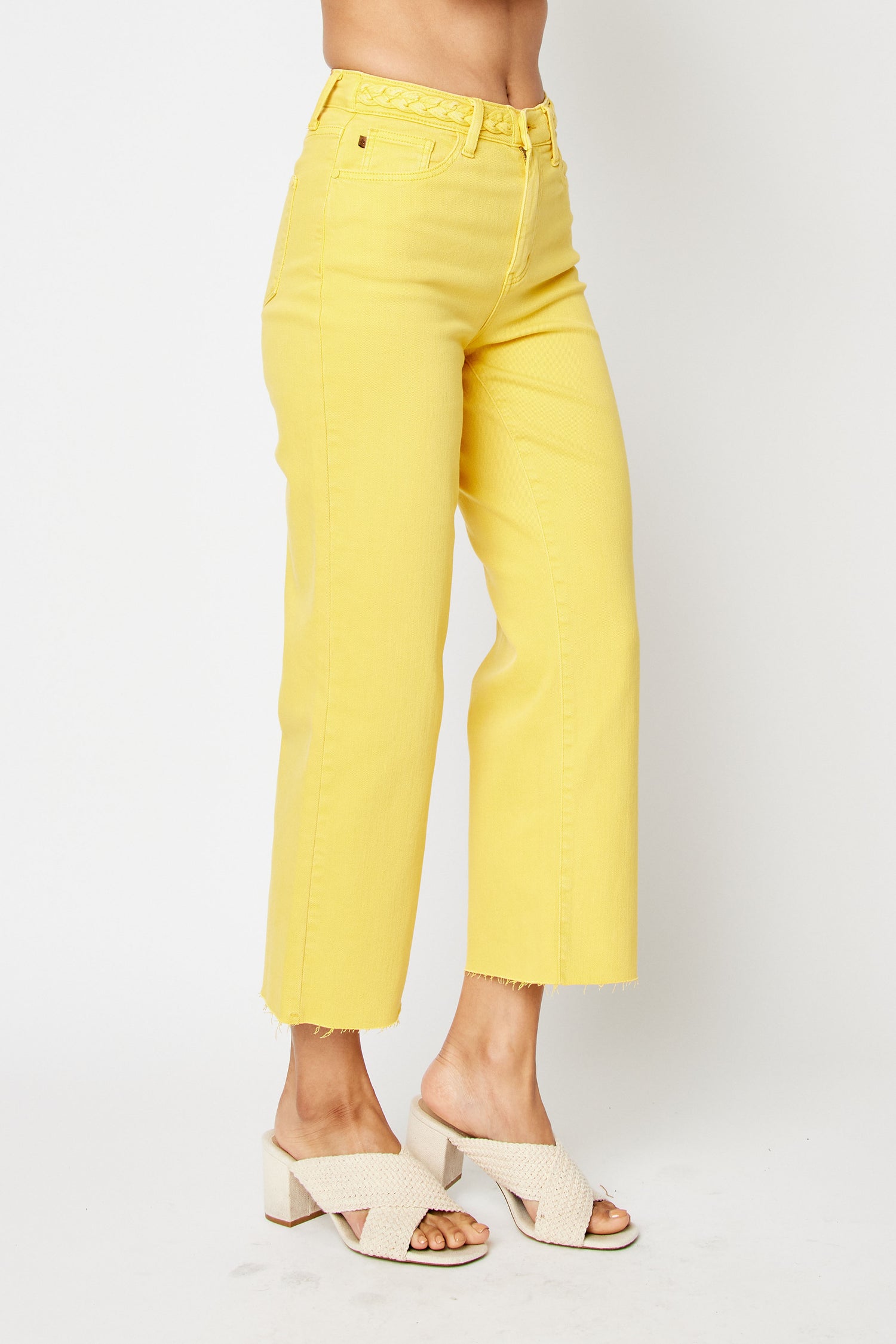 Judy Blue Crop Pant High Waist - Yellow - PinkPro Beauty Supply