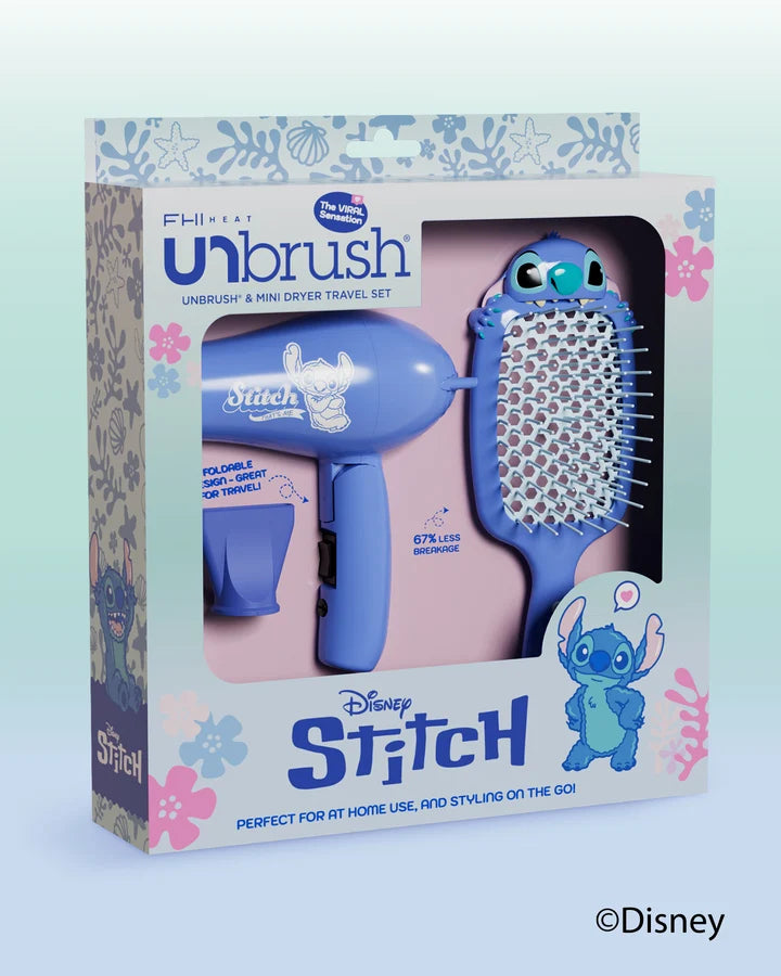UNbrush Disney Stitch & Mini Dryer Travel Set