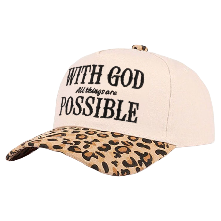 Zenana Cap Two Tone With God Possible Leopard