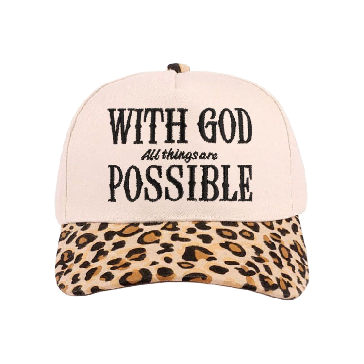 Zenana Cap Two Tone With God Possible Leopard