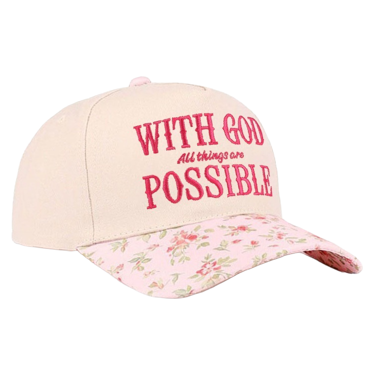 Zenana Cap Two Tone With God Possible Floral