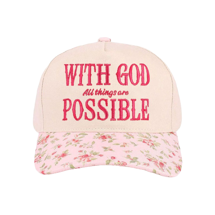 Zenana Cap Two Tone With God Possible Floral