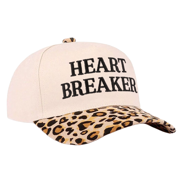 Zenana Cap Two Tone Heart Breaker Leopard
