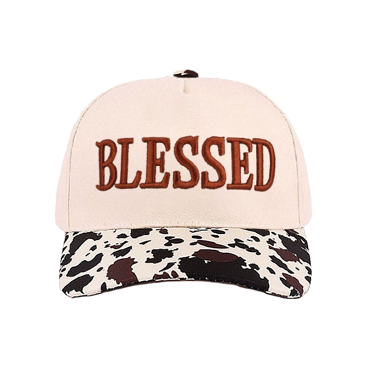 Zenana Cap Two Tone Cow Print - Blessed