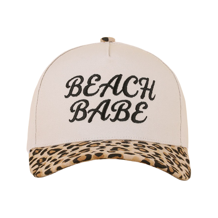 Zenana Cap Two Tone Beach Babe Leopard