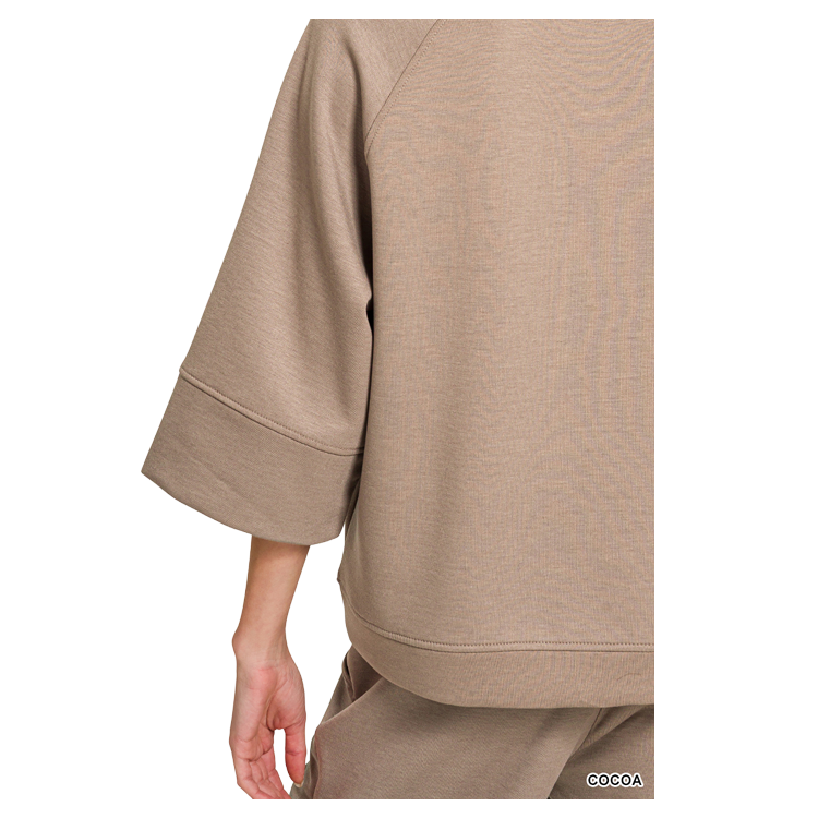 Zenana 3/4 Short Sleeve Scuba Pants Set - Coco Zenana