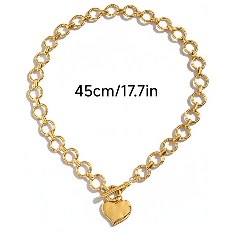 Necklace Toggle Hammered Heart - Gold