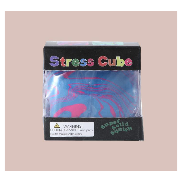 Squishy Cube Marble Swirl Stress Relief- Blue