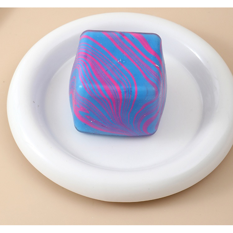 Squishy Cube Marble Swirl Stress Relief- Blue