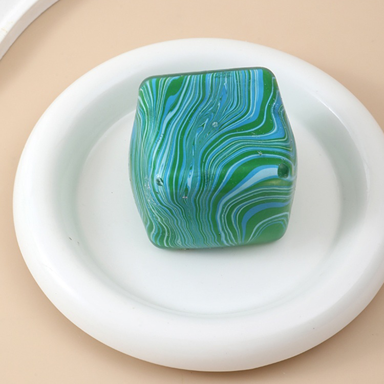 Squishy Cube Marble Swirl Stress Relief- Green