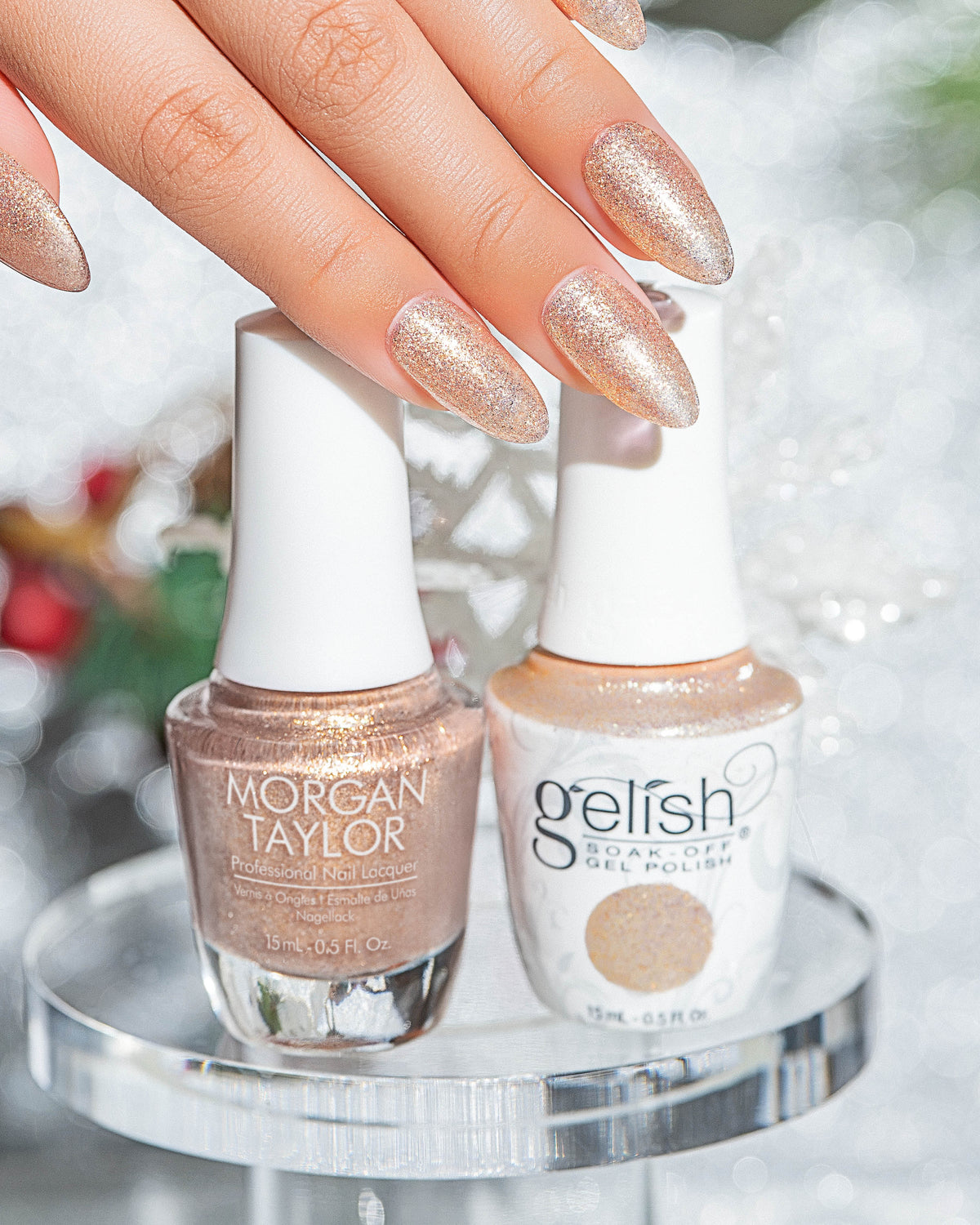 **PRE ORDER** Gelish Morgan Taylor Duo Holiday 2026 Toast the Season Collection - Champagne & Chill 0.5 oz.