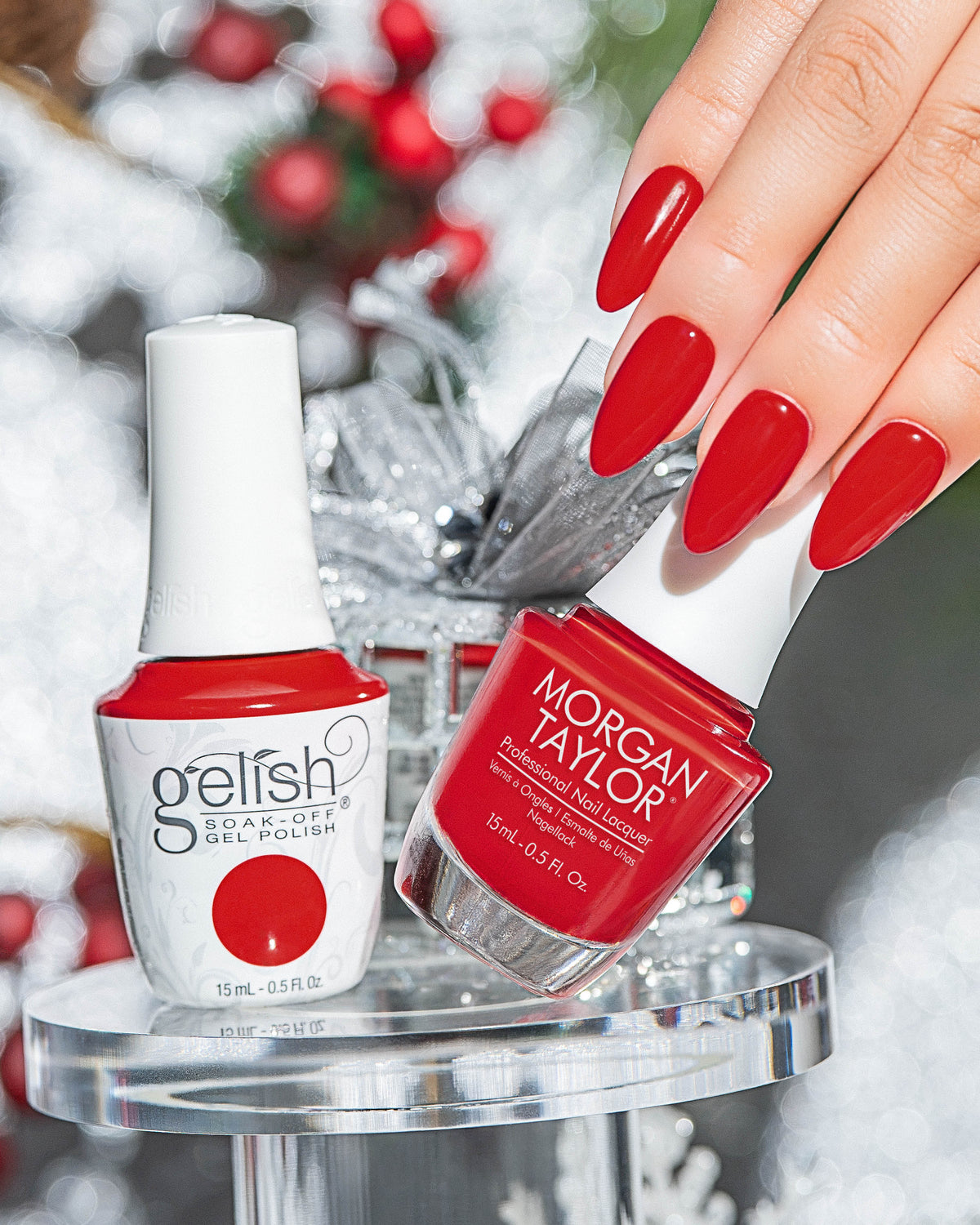 **PRE ORDER** Gelish Morgan Taylor Duo Holiday 2026 Toast the Season Collection Duo - Fireside Fling 0.5 oz.