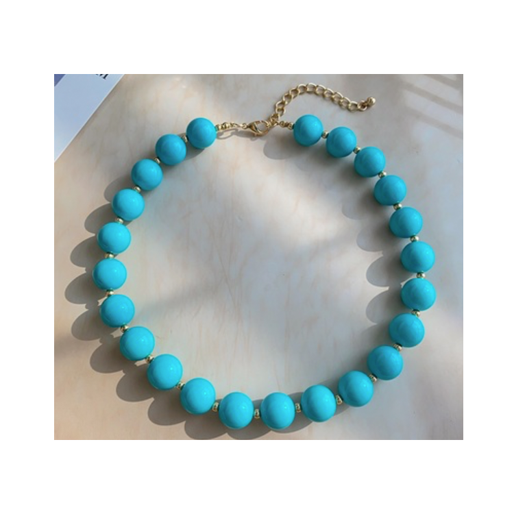 Resin Beaded Necklace - Turquoise