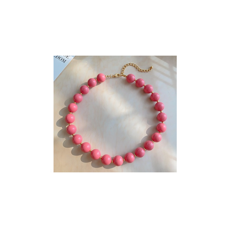 Resin Beaded Necklace - Light Rose