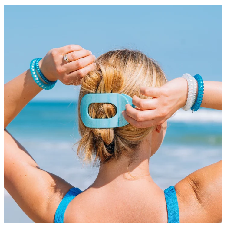 Teleties Flat Blue Seas Hair Clip Large - PinkPro Beauty Supply