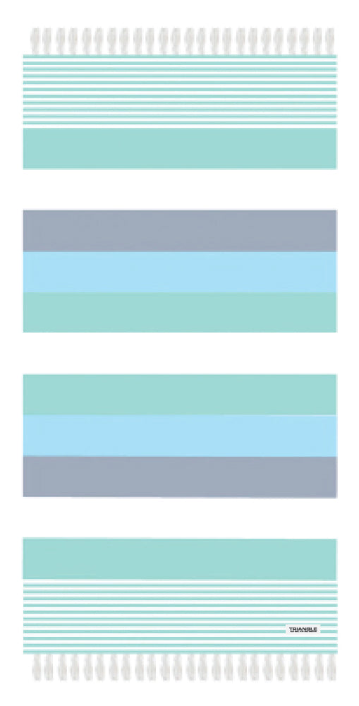 Beach Towel Striped Terry Fringe - Mint - PinkPro Beauty Supply