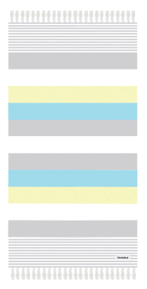 Beach Towel Striped Terry Fringe - Grey - PinkPro Beauty Supply