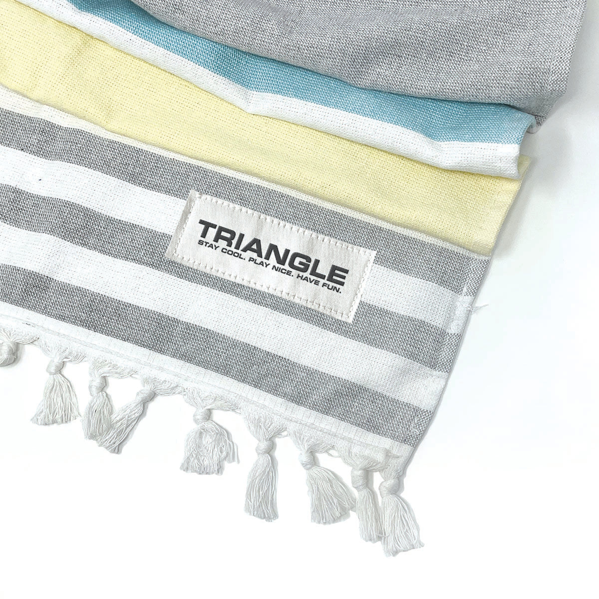 Beach Towel Striped Terry Fringe - Grey - PinkPro Beauty Supply