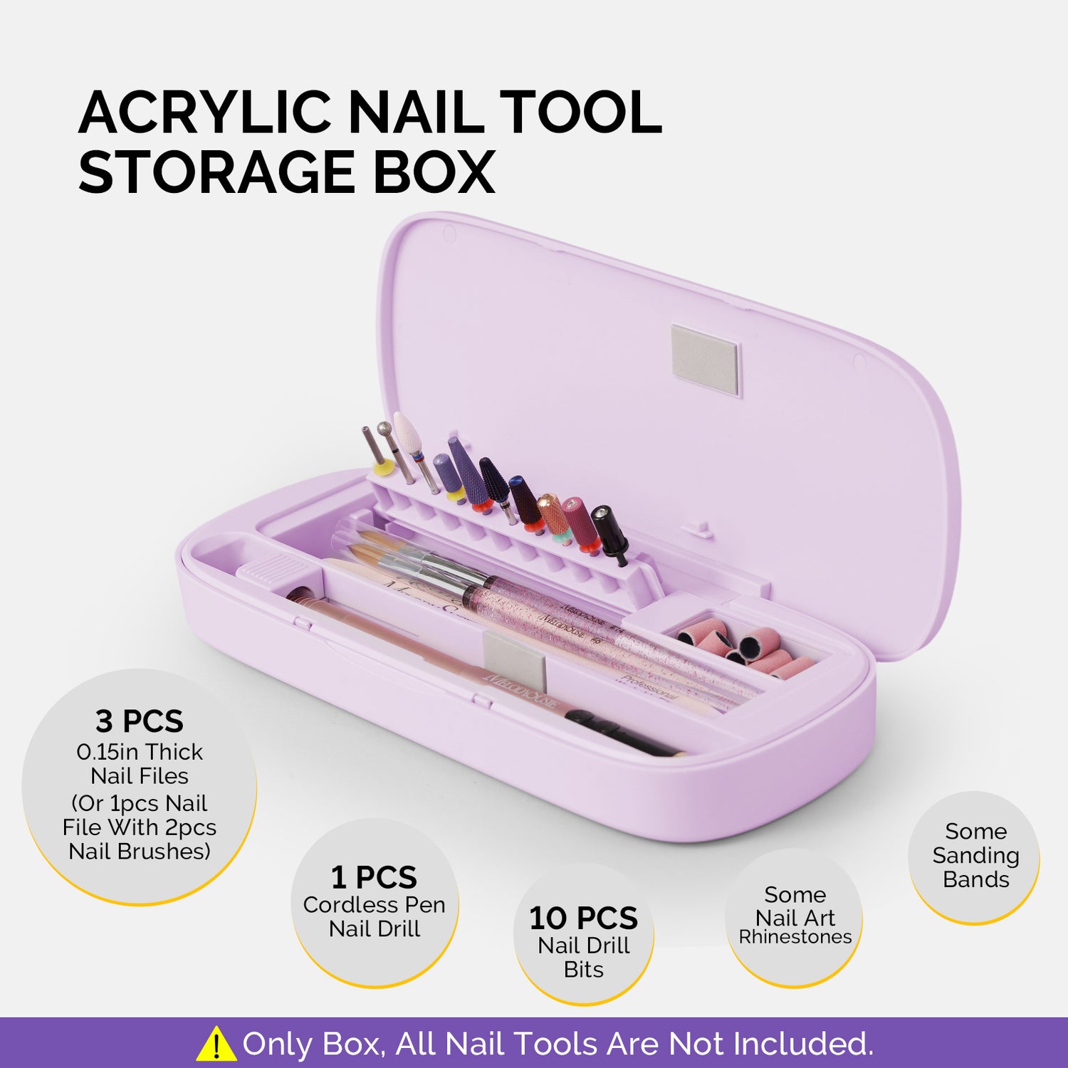 MelodySusie Acrylic Nail Tool Storage Box (ONLY BOX) - Purple