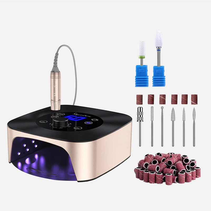 MelodySusie XC320C 2 in 1 Nail Lamp with Nail Drill Kit - Gold