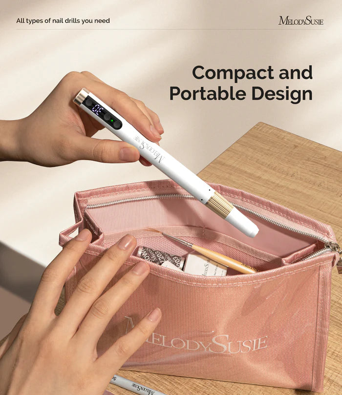 MelodySusie Rechargeable 30000RPM Nail Drill - White - PinkPro Beauty Supply