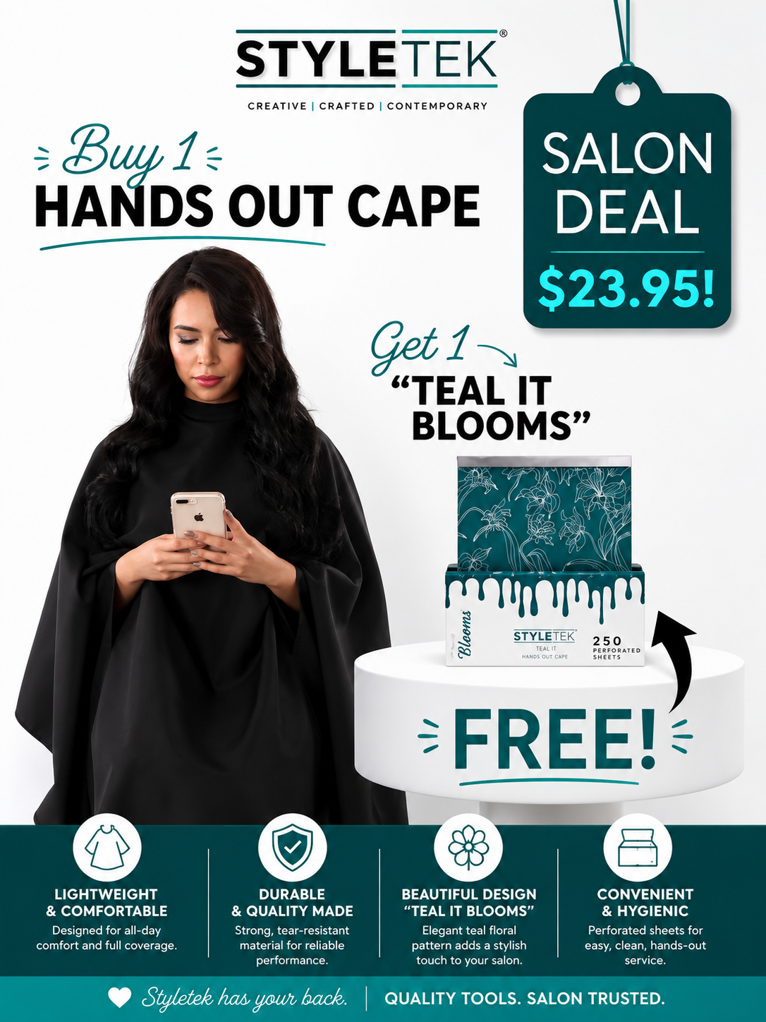 Styletek Bundle: Hands Out Cape + Teal It Blooms Pop-Up Foil