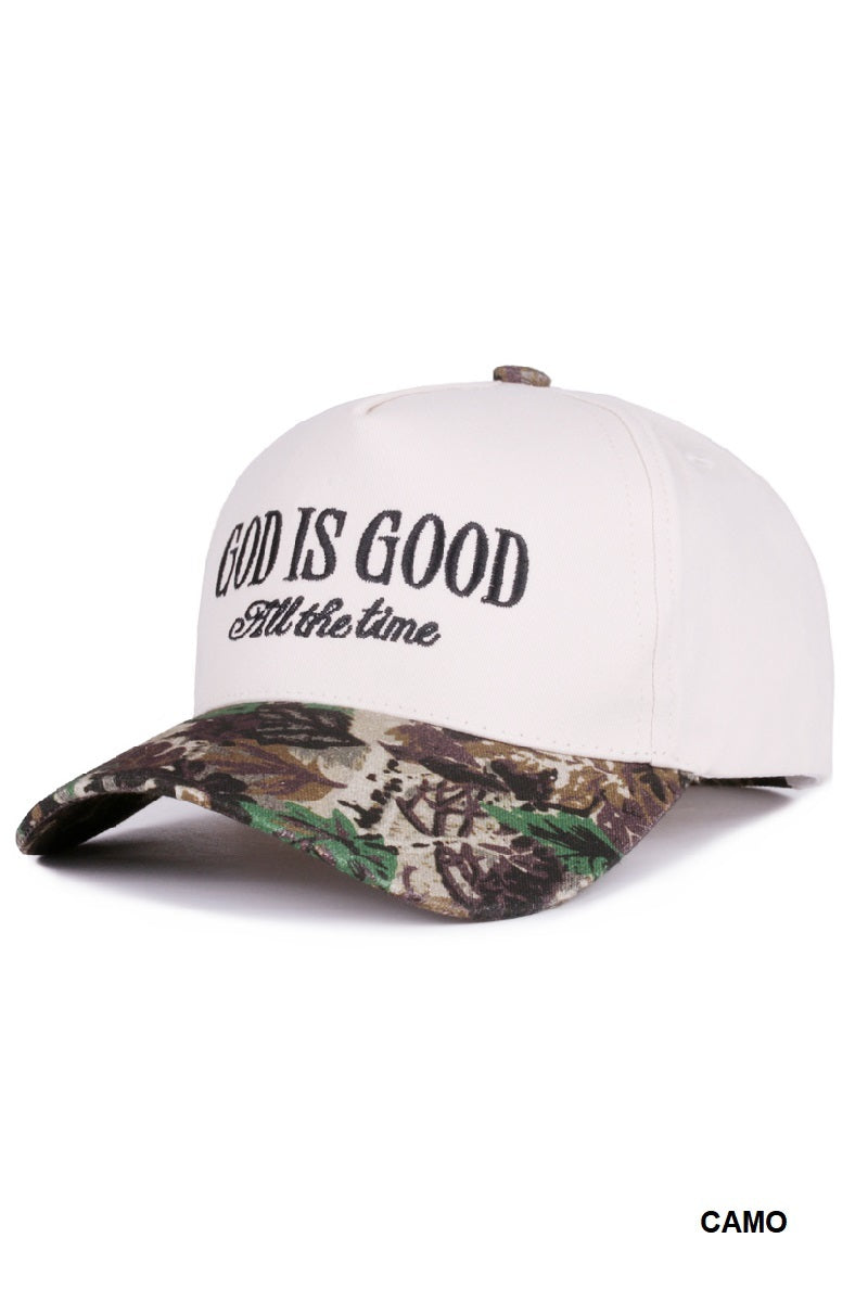 Trucker Hat God Is Good All The Time Two Tone Canvas Camo