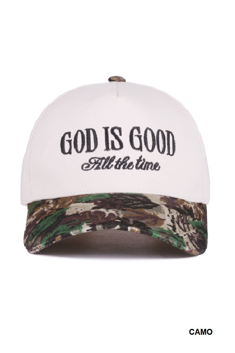Trucker Hat God Is Good All The Time Two Tone Canvas Camo