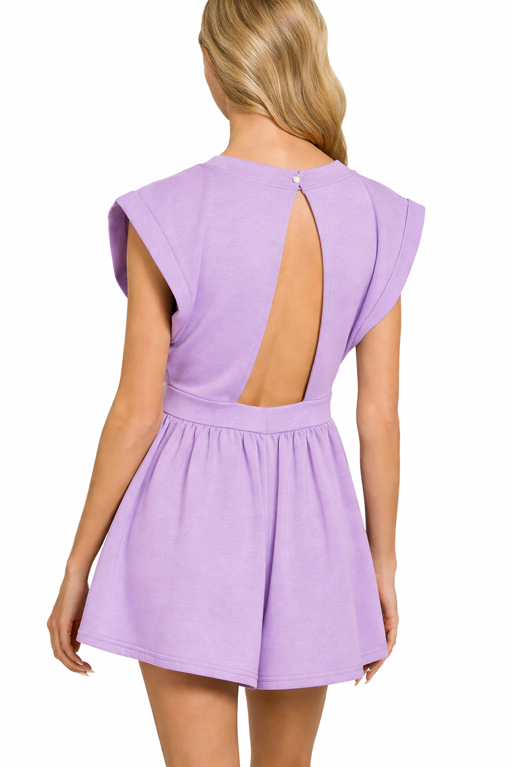 Zenana Romper Scuba Open Back Lavender