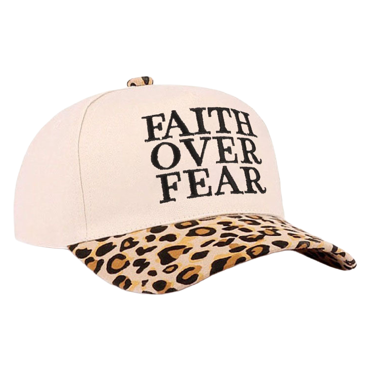 Zenana Cap Two Tone Faith Over Fear Leopard