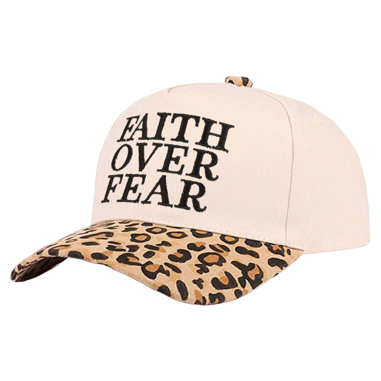 Zenana Cap Two Tone Faith Over Fear Leopard